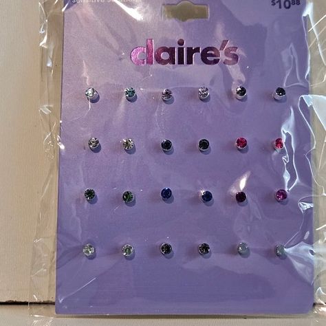 Claire’s earring new on company card 12 pairs Claires Earrings, Sterling Silver Owl, Crystal Heart Earrings, Angel Wing Earrings, Crystal Angels, Owl Earrings, Christmas Tree Earrings, Flat Back Earrings, Rainbow Crystal