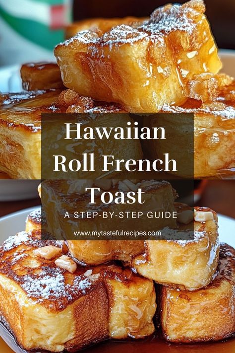 Looking for a fast and tasty breakfast idea? Hawaiian Roll French Toast is the perfect solution! Fluffy on the inside, golden on the outside, and ready in minutes. A family favorite! French Toast With Half And Half, French Toast Using Hawaiian Rolls, Hawain Roll French Toast, Hawaii Roll French Toast, French Toast Recipe Hawaiian Rolls, Hawaiian Roll Breakfast Sandwiches, Hawaiian Rolls Cinnamon Buns, Hawaiian Roll French Toast Recipe, Kings Hawaiian French Toast Bites