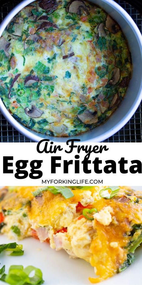 Frittata Air Fryer, Easy Egg Frittata, Egg Frittata Recipes, Airfryer Breakfast, Egg Frittata, Air Fryer Recipes Breakfast, Air Fryer Oven Recipes, Air Fry Recipes, Frittata Recipes