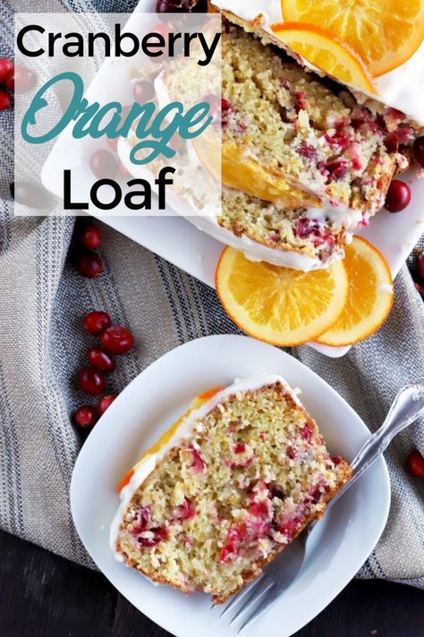 A Ginger Cranberry Orange Loaf Cake is just the festive and bright baked treat your Christmas morning needs. Whether you are hosting a gathering or curling up in your PJs with your loved ones under the tree, this loaf cake is ideal for dessert (and the leftovers can be eaten for breakfast the next day!). #cakerecipes #holidaydessert #christmasrecipes #cakenknife Cranberry Orange Bread Recipe, Orange Bread Recipe, Orange Loaf Cake, Cranberry Bread Recipes, Orange Bread, Cranberry Orange Bread, Cranberry Bread, Orange Glaze, Frozen Cranberries