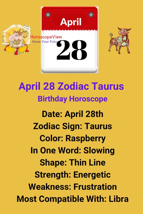 April 28 Zodiac Taurus Traits, Personality & Compatibility Personality Compatibility, 13th Zodiac Sign, April Zodiac, Gemini Compatibility, Birthday Personality, Birthday Horoscope, Know Your Future, Zodiac Personality Traits, Taurus Birthday