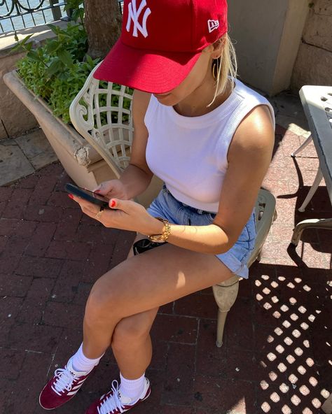 Red is a vibe for me❤️ Cap @newera_sa Shoes @adidasza #stylingblog #stylingblogger #newblogpost #newblogger #newbloggers Red Baseball Cap Outfit, Ny Cap Outfit, Red Cap Outfit, Cap Outfit Summer, Red Hat Outfit, Cap Outfits For Women, Ny Cap, Baseball Cap Outfit, Cap Outfit