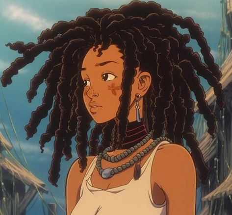 Anime Guide, Girl Locs, Ghibli Anime, Trash Art, Artsy Pictures, Black Cartoon Characters, Anime Black, Black Characters, Black Cartoon