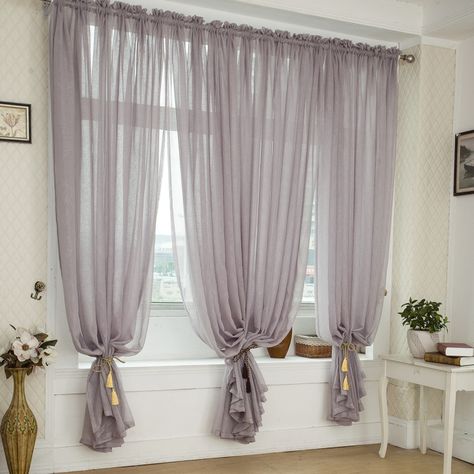 TUB AREA bunched curtains Curtains Uk, Window Curtains Bedroom, Curtain Styles, Textil Design, Living Room Decor Curtains, Voile Curtains, Cool Curtains, Curtains Living, Curtain Ideas