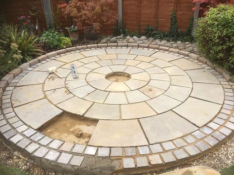 Half Circle Patio, Circular Paving, Fountain Tile, Septic Tank Covers, Circle Patio, Curved Patio, Side Patio, Small Urban Garden, Spa Area