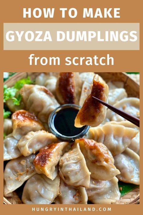 Learn to make pork gyoza with this simple guide; from easy homemade wrappers to delicious filling and dipping sauce, these dumplings are the perfect Japanese appetizer. Gyoza Recipe Pork, Gyoza Wrapper Recipe, Pork Gyoza Recipe, Gyoza Dipping Sauce, Homemade Gyoza, Japanese Appetizer, Pork Gyoza, Gyoza Recipe, Asian Food Appetizers