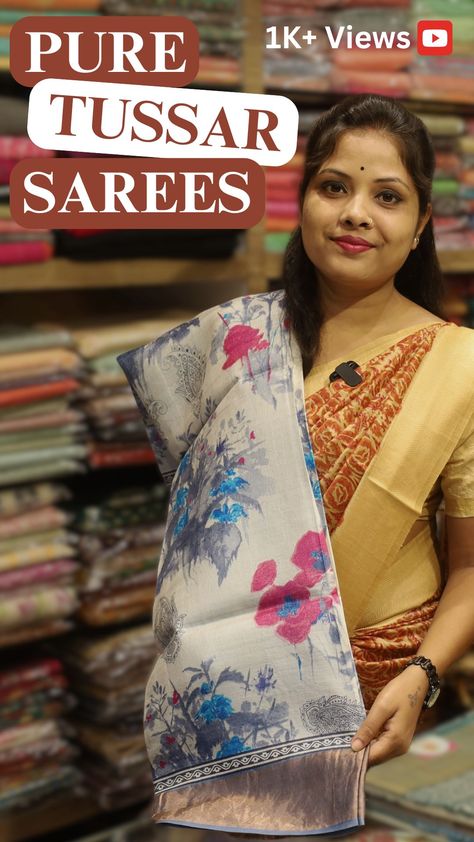 Silk-Mark Certified Tussar Sarees | Saree Show Tussar Silk Saree With Price, Silk Saree Look, Tussar Saree, Tussar Silk Sarees, Tussar Silk Saree, Saree Look, Multiple Color, Silk Saree, Silk Sarees