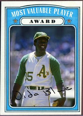 1972 Topps MVP Award - Vida Blue, Oakland A's, Baseball Cards That Never Were. Baseball Images, Vida Blue, Oakland A’s, Baseball Art, Baseball Uniforms, Giants Baseball, Baseball Trading Cards, Yankees Baseball, Sports Hero