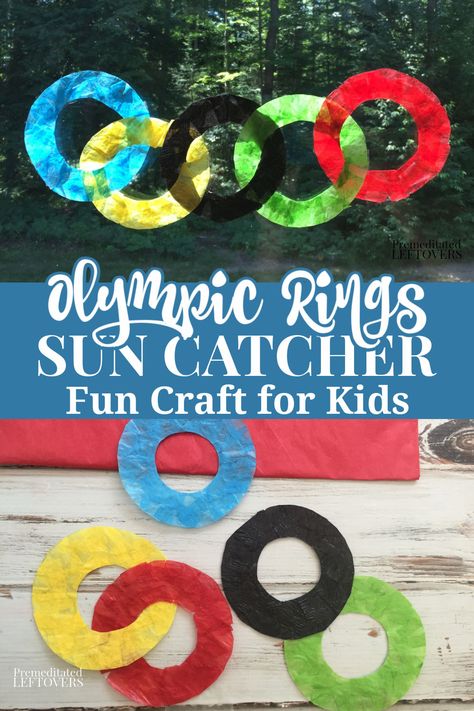 Olympic rings made with tissue paper Summer Olympics Crafts, Sun Catcher Craft, Olympic Ring, Advent Wreath Diy, Olympic Crafts, Homeschooling Preschool, Craft To Make, Frugal Christmas, Olympic Rings