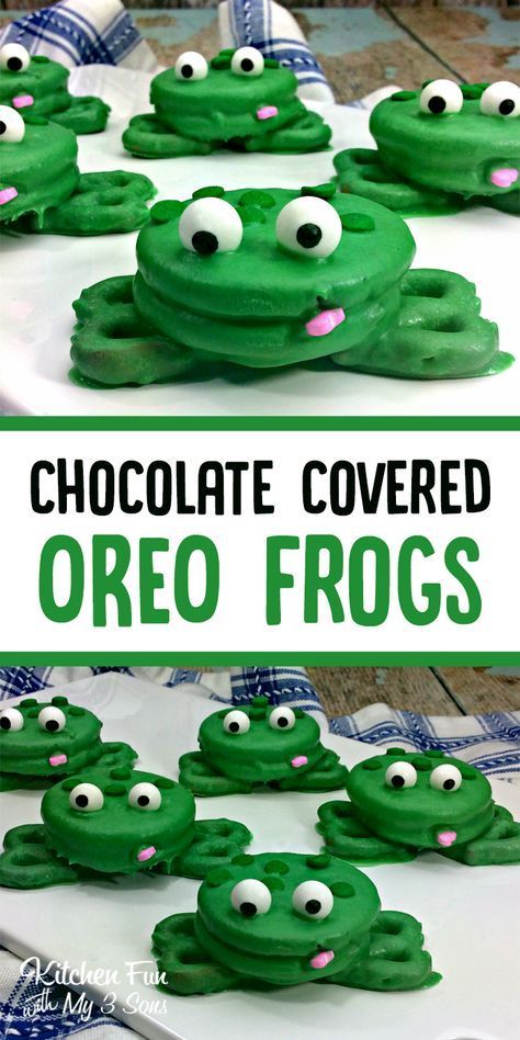 Oreo Frogs, Frog Cookies, Candy Eyes, Kids Treat, Snacks To Make, Chocolate Covered Oreo, Cute Snacks, Fun Snacks For Kids, Googly Eyes