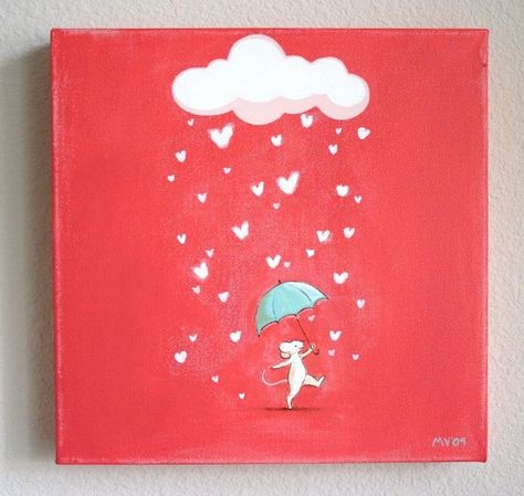 sweet raincloud painting Raining Hearts, Preschool Painting, Blue Boat, Valentine Print, Heart Art, Childrens Art, All You Need Is Love, Art Wall Kids, In The Rain