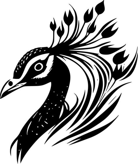 Peacock - Black and White Isolated Icon - Vector illustration Peacock Stencil Design, Peacock Line Drawing, Merak Art, Easy Tattoos To Draw, Peacock Vector, Free Assets, Japanese Ornament, Peacock Drawing, Wedding Symbols