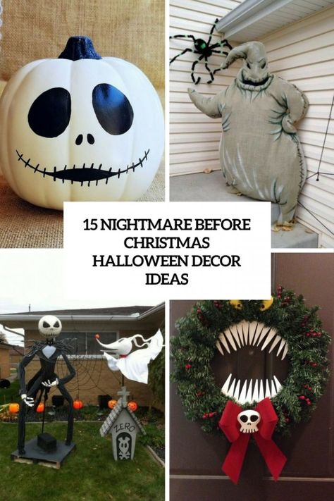 Nightmare Before Christmas Halloween Decor, Halloween Decorations Inside, Nightmare Before Christmas Tree, Cheap Halloween Decorations, Nightmare Before Christmas Decorations, Christmas Door Decoration, Hallowen Ideas, Halloween Decor Ideas, Nightmare Before Christmas Halloween