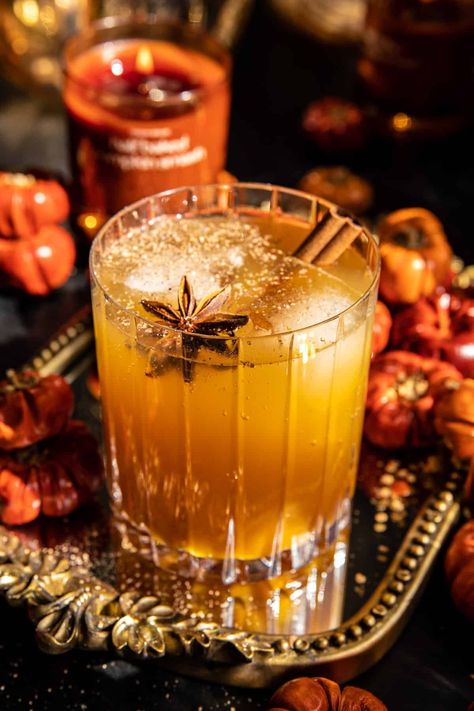 Spicy Bourbon Pumpkin Smash | halfbakedharvest.com Pumpkin Syrup Recipe, Maple Whiskey, Harvest Dinner, Pumpkin Smash, Bourbon Smash, Half Baked Harvest Recipes, Pumpkin Syrup, Maple Pumpkin, Thanksgiving Drinks