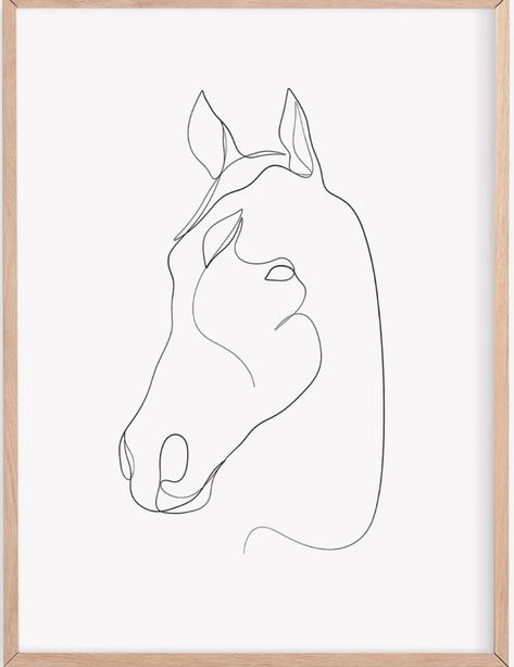 Linework Horse Tattoo, Horse Head Silhouette Tattoo, White Horse Tattoo Ideas, Single Line Horse Drawing, Minimalist Horse Drawing, Horse Profile Tattoo, Horse Theme Tattoo, Horse Head Line Art, Horse Outline Drawing Simple