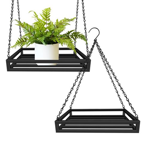 PRICES MAY VARY. Metal Construction: The plant hanger itself is very sturdy, a metal frame with 0.6inch thick tube. The welds are tight and the sturdy tube base is having no problem supporting your plants. The heavy duty metal hanging plant holder offers dependable support for your indoor and outdoor plants. Plus, the hanging planters' elegant design adds a touch of charm to any space. Simple Design: When you opening hanging planter, it is really nice and smoothly finished, no splinters, and the Ceiling Plant Shelf, Hang Plants From Ceiling, Hanging Planters Outdoor, Metal Plant Hanger, Metal Plant Hangers, Ceiling Window, Hanging Planters Indoor, Vertical Planter, Hanging Plant Holder