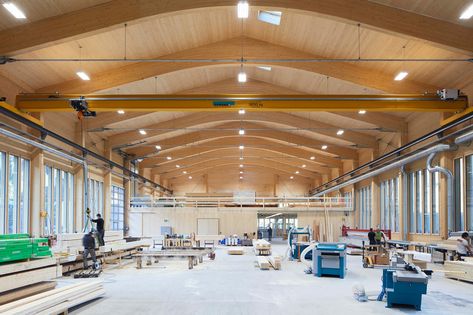 Small Factory Design, Warehouse Office Design, Warehouse Architecture, Workshop Architecture, Wooden Workshops, Factory Architecture, Wood Facade, Wooden Facade, Warehouse Design