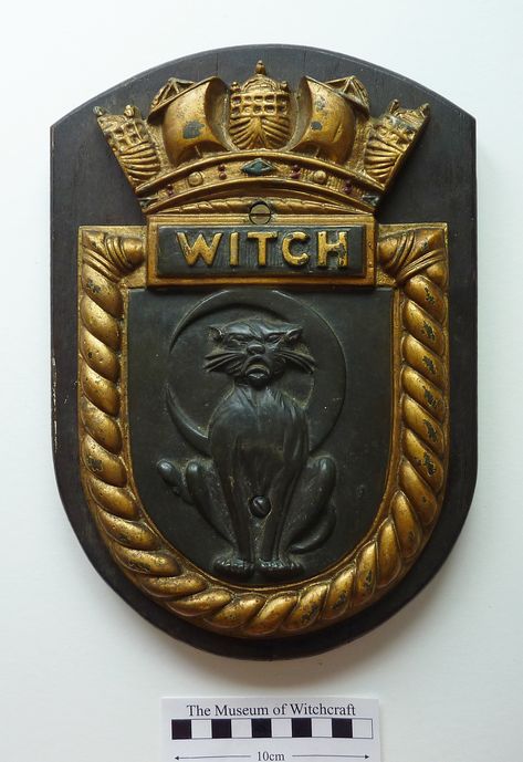 4234 - HMS Witch Crest - Museum of Witchcraft and Magic Museum Of Witchcraft And Magic, Independence Hall, Dark Wood Stain, Maritime Museum, Fish Bone, Sierra Leone, The Two, Staining Wood, Bears