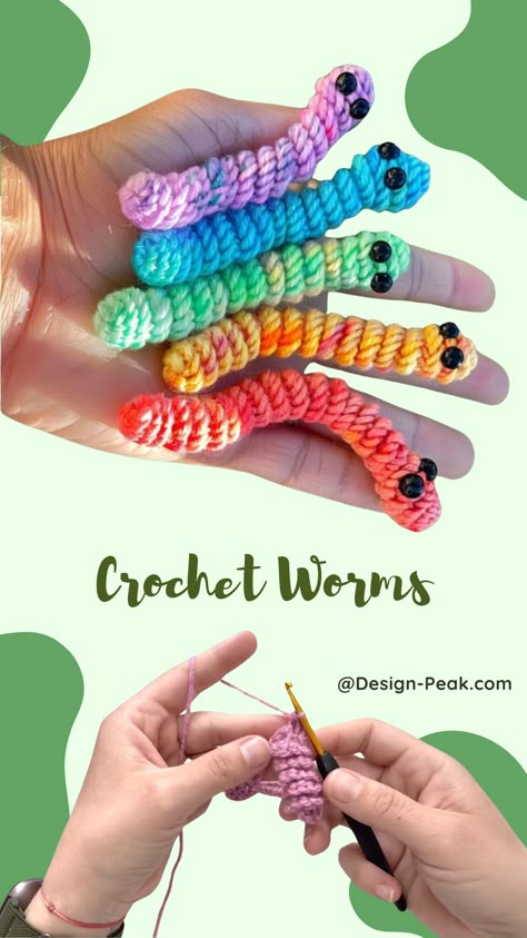 Crochet Studded Animals, Crochet Ring Patterns Free, Small And Easy Crochet Ideas, Crochet Snake Applique, How To Crochet A Worry Worm, Crocheted Worry Worms, Crochet Reptiles Free Pattern, Crochet Marble Maze Free Pattern, Interactive Crochet Patterns