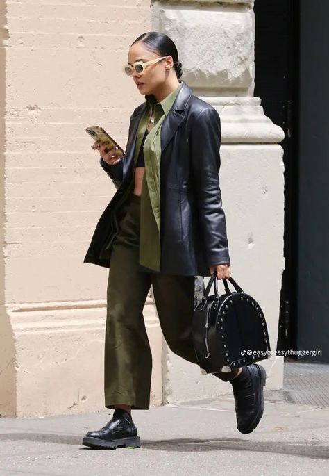 Tessa Thompson Street Style, Tessa Thompson, Grown Women, Rocker Chic, Fall Fits, Mode Inspo, Looks Vintage, Autumn Winter Fashion, Forest Green