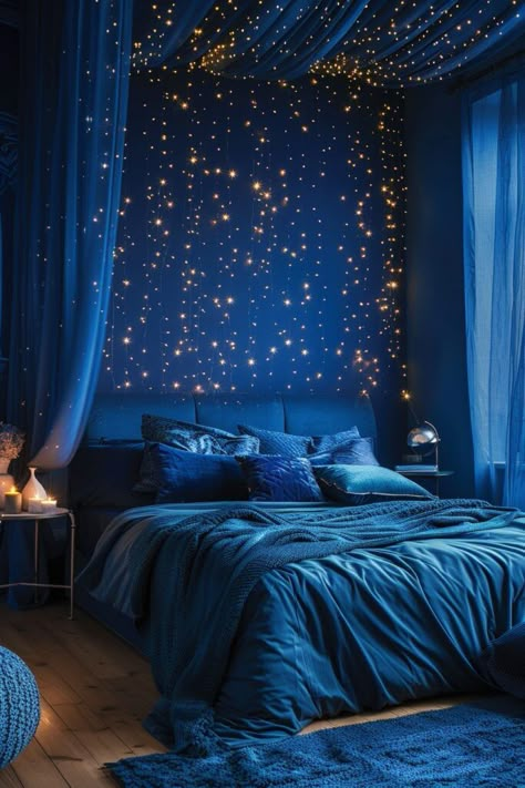 Starry Night Bedroom, Decor Small Bedroom, Scandinavian Bedroom Ideas, Bedroom Decor Small, Night Bedroom, Baddie Apartment, Scandinavian Room, Whimsical Bedroom, Rustic Romance