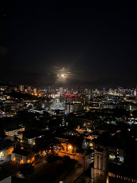 Honolulu At Night, Overlooking City At Night, Hawaii At Night, Downtown Honolulu, Honolulu City, Night City, Honolulu, City Lights, Simple Nails