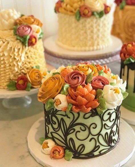 White Flower Cake, White Flower Cake Shoppe, Buttercream Cake Decorating, Fall Cakes, Case Ideas, Cupcake Ideas, Elegant Cakes, Decorated Cakes, Bakery Cakes