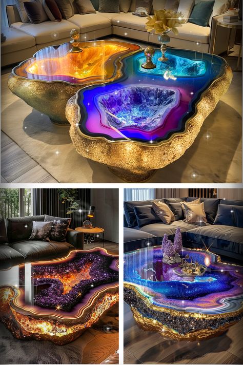 Vintage Modern Bedroom, Diy Resin Table, Rectangle Bathroom, Geode Decor, Bedroom Decor On A Budget, Whimsical Furniture, Epoxy Resin Table, American Signature Furniture, Modern Bedroom Decor