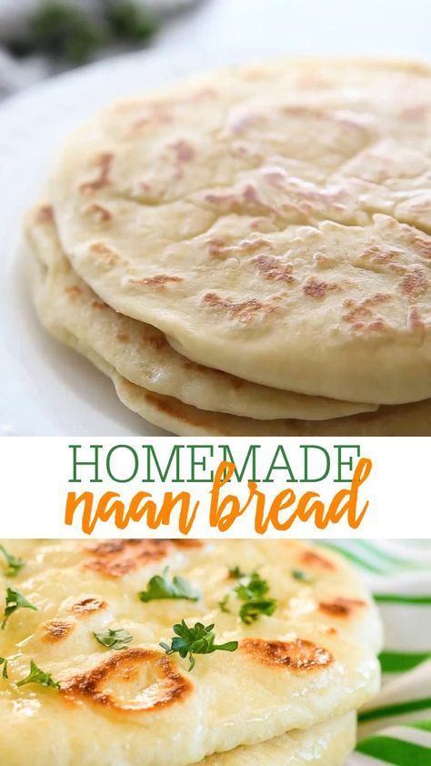 This Homemade Naan Bread Is Soft, Chewy, And Simply Delicious. You Won’t Believe How Easy It Is To Make And Will Want It As A Side To Every Meal. Make Naan Bread, How To Make Naan, Naan Bread Recipe, Bread Dinner, Homemade Naan, Homemade Naan Bread, Recipes With Naan Bread, Chewy Bread, Naan Recipe