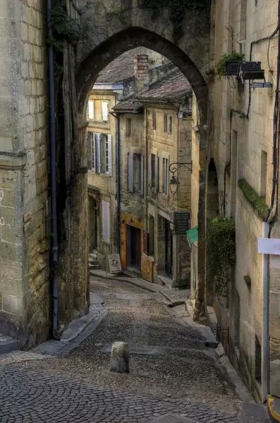 An A2 poster sized print, approx 16x23 inch (420x594 mm). Saint Emilion village old cobbled narrow street. Image supplied by Fine Art Storehouse - Made by Media Storehouse. Alley Way, Stone Buildings, Narrow Street, Ancient Village, St Emilion, France Photos, Old Street, Beaux Villages, Lukisan Cat Air