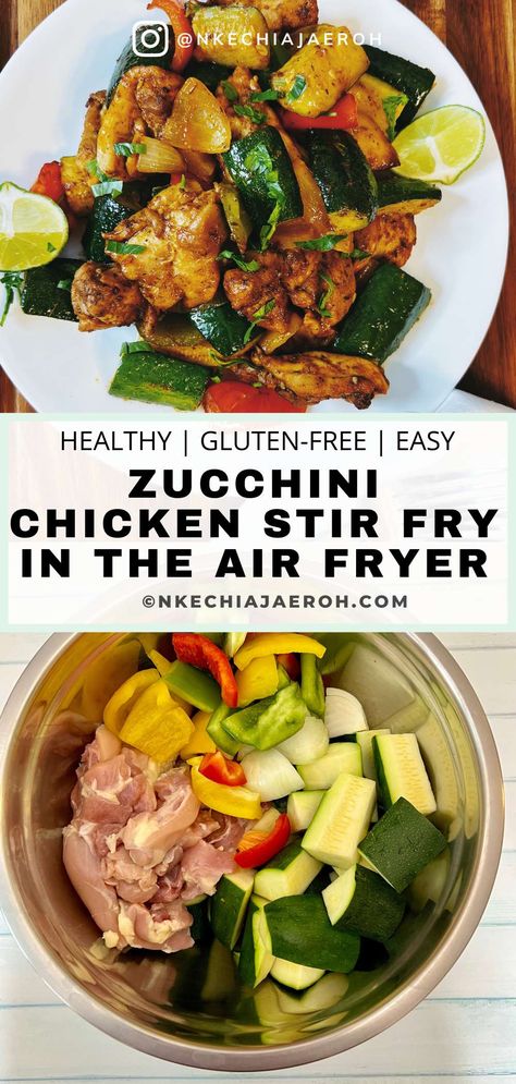 Thermomix, Essen, Stir Fry Recipes With Zucchini, Dual Air Fryer Recipes Healthy, Optavia Stir Fry Recipe, Air Fryer Chicken And Zucchini Recipes, Air Fry Oven Recipes Healthy, Air Fried Chicken And Vegetables, Healthy Dinner Ideas Air Fryer