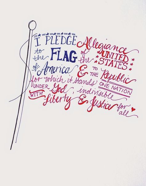 Free hand-lettered flag printable for the Fourth of July! Flag Printable, Pledge Of Allegiance, Patriotic Crafts, Let Freedom Ring, A Flag, Patriotic Holidays, Allegiant, July Crafts, Star Spangled