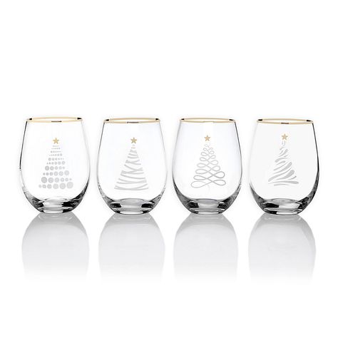 Different Christmas Trees, Christmas Tree Images, Christmas Tree Tops, Modern Christmas Tree, Christmas Tabletop, White Wine Glasses, Wine Set, Holiday Christmas Tree, Painted Wine Glasses