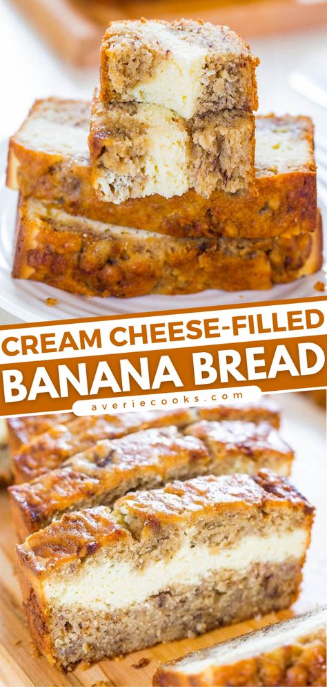 Banana Bread Recipe Variations, Banana Bread Recipe With Cream Cheese, Banana Bread With Cream Cheese, Banana Bread Cream Cheese, Homemade Banana Bread Recipe, Cheesecake Baked, Bread With Cream Cheese, Cream Cheese Bread, Banana Bread Recipe Moist