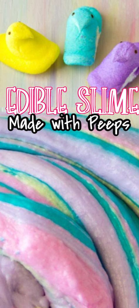 Peep Activities For Preschool, Peep Experiment For Kids, Easter Peeps Science Experiment, Peeps Crafts Preschool, Peep Slime Recipe, Edible Peeps Playdough, Edible Jello Slime, Unicorn Science Experiment, Easter Slime Ideas