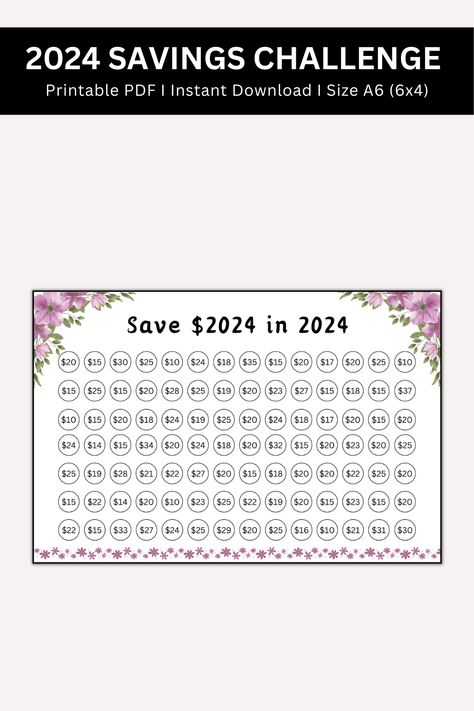 Are you ready to take control of your financial future in 2024? Our 2024 Savings Challenge Tracker is the perfect tool to help you stay on top of your savings goals! With this savings template, you can easily track your progress and watch your savings grow. 2024 Money Challenge, 2024 Saving Challenge, Money Saving Tracker, Saving Challenge Printable, Saving Methods, Saving Money Chart, Saving Tracker, Organization Planner, Money Chart