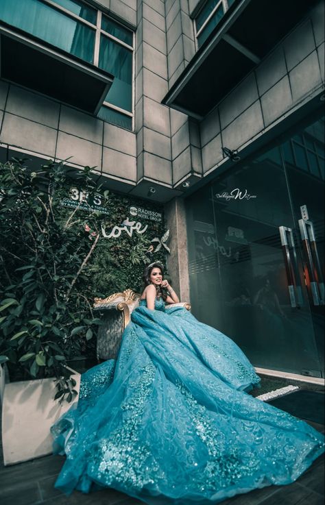 Our pretty bride, Jagriti, looked nothing less than a real life queen in this baby blue long trail gown. She left everyone awestruck with her look #engagement #babybluegown #gown #bride #weddingdress #weddingplanning #weddingmanagement #inspiration #weddinginspiration #indianwedding #ceremony #ringceremony #fairytale Long Trail Gown, Trail Gown, Long Trail, Rings Ceremony, Engagement Ceremony, She Left, Indian Wedding, Baby Blue, Real Life