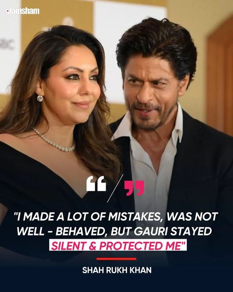 In an old clip circulating on the internet, the actor talked about his wife Gauri and said, "I think that Gauri has taken care of me a lot. I made a lot of mistakes, was not well-behaved a lot of times, made extremely bad decisions, but somewhere it was Gauri, who stayed silent and protected me." #GlamSham #ShahRukhKhan #GauriKhan #Bollywood #BollywoodFilm [Shahrukhkhan , Bollywood, Gauri Khan] Srk Gauri, Gauri Khan, Bad Decisions, Shahrukh Khan, Take Care Of Me, The Internet, Actors, Internet, Film