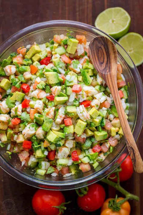 Dip Appetizer Recipes, Shrimp Salsa Recipe, Shrimp Salsa, Salsa Video, Avocado Shrimp, Avocado Dessert, Ceviche Recipe, Shrimp Ceviche, Shrimp Avocado