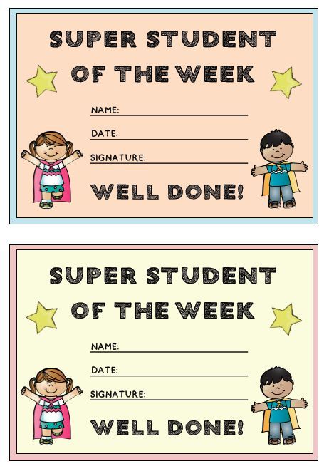 Super student of the week awards! Free download :) Enjoy! | Student of the week, School certificates, First day of school activities School Award Certificates, Student Certificates, Star Student, Student Of The Week, Star Of The Week, School Awards, Students Day, School Certificates, Learning English For Kids