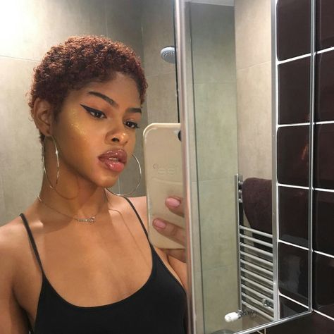 ✨Follow @ badgal98 for more pins like this ✨The person in the pic ig is @ cdiore Big Chop Natural Hair, Easy Natural Hairstyles, Short Dyed Hair, Short Natural Curly Hair, Twa Hairstyles, Hairstyles Natural Hair, Natural Hair Cuts, Natural Hair Short Cuts, Short Hair Black