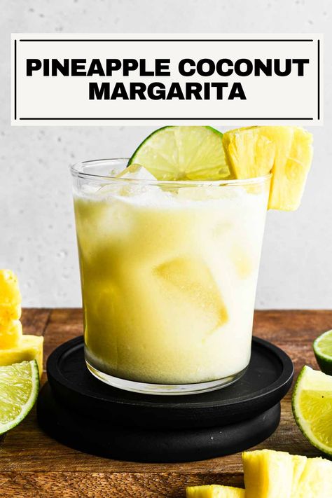 Pineapple Coconut Margarita Tequila Coconut Cocktails, Pineapple Coconut Margarita Recipe, Pinapple Margarita Recipes, Pineapple Paloma Cocktail, Tequila Drinks With Pineapple Juice, Coconut Milk Margarita, Coconut Chili Margarita, Coconut Cream Drink Recipes, Coconut Margarita Pitcher