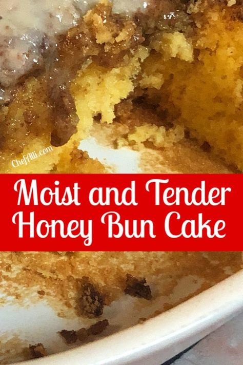 Easy Moist Honeybun Cake, Honeybun Cake Recipe Easy, Good Morning Cake, Honeybun Cake Recipe, Honeybun Cake, Classic Coffee Cake, Fall Sweets, Honey Bun Cake, Cake Mix Ingredients