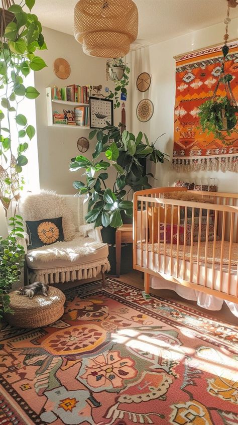 +60 Gorgeous Bohemian Nursery Ideas to Copy - DecorWithEva Eccentric Nursery, Bohemian Nursery Ideas, Hippie Nursery, Nature Inspired Nursery, Bohemian Bedroom Ideas, Eclectic Nursery, Boho Baby Room, Bohemian Nursery, Baby Nursery Inspiration