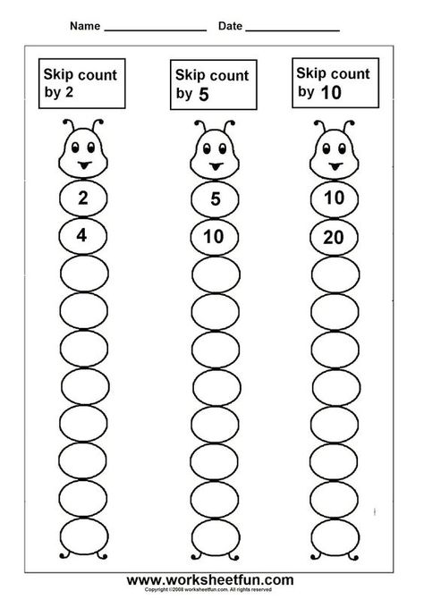 Counting By 2's 5's And 10's Worksheets Counting By 5's, First Grade Math Worksheets, Math Sheets, First Grade Worksheets, 2nd Grade Math Worksheets, 1st Grade Math Worksheets, Daily Math, Skip Counting, 1st Grade Worksheets