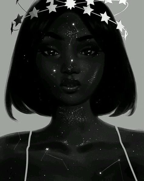 Curated by @minimalmaxx // illustration // cosmic // celestial Art Appreciation, Black Art, A Woman, Black And White, Stars, White, Black, Art