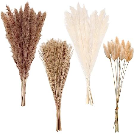 Amazon.com: Dried Pampas Grass Decor, 100 PCS Pampas Grass Contains Bunny Tails Dried Flowers, Reed Grass Bouquet for Wedding Boho Flowers Home Table Decor, Rustic Farmhouse Party (White and Brown) : Home & Kitchen Brown Pampas, Making Centerpieces, Diy Esstisch, Boho Party Decorations, Modern Boho Bedroom, Pampas Grass Bouquet, Pampas Grass Decor, Grass Decor, Bunny Tails