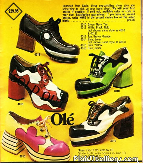 Plaid Stallions : Rambling and Reflections on '70s pop culture: Ole! Look Disco, 1970s Shoes, Boogie Shoes, 70s Shoes, Mode Shoes, 60s 70s Fashion, 70’s Fashion, 1970s Fashion, Moda Vintage