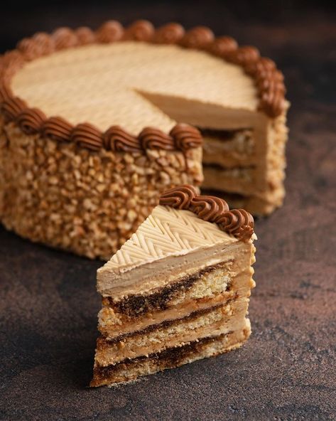 KICA Modern Pastry Academy on Instagram: “This Hot Thursday – the Champion Cake🌟! The video of Mocha cake assembling got more than 1,4 million views. No other pastry has managed…” Mocha Cake Decoration, Modern Pastry, Cream Filling Recipe, Genoise Sponge, Tasty Cakes, Mocha Cake, Coffee Buttercream, Mocha Coffee, Tiramisu Cake