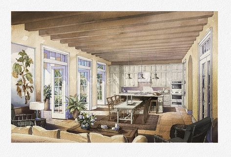 Watercolor Interior Visualization by Vladislav Yeliseyev | Vladislav Yeliseyev Architectural Illustration Croquis Architecture, Interior Architecture Sketch, Interior Design Renderings, Interior Architecture Drawing, Drawing Interior, Interior Design Drawings, Interior Design Sketch, Watercolor Architecture, Interior Design Sketches